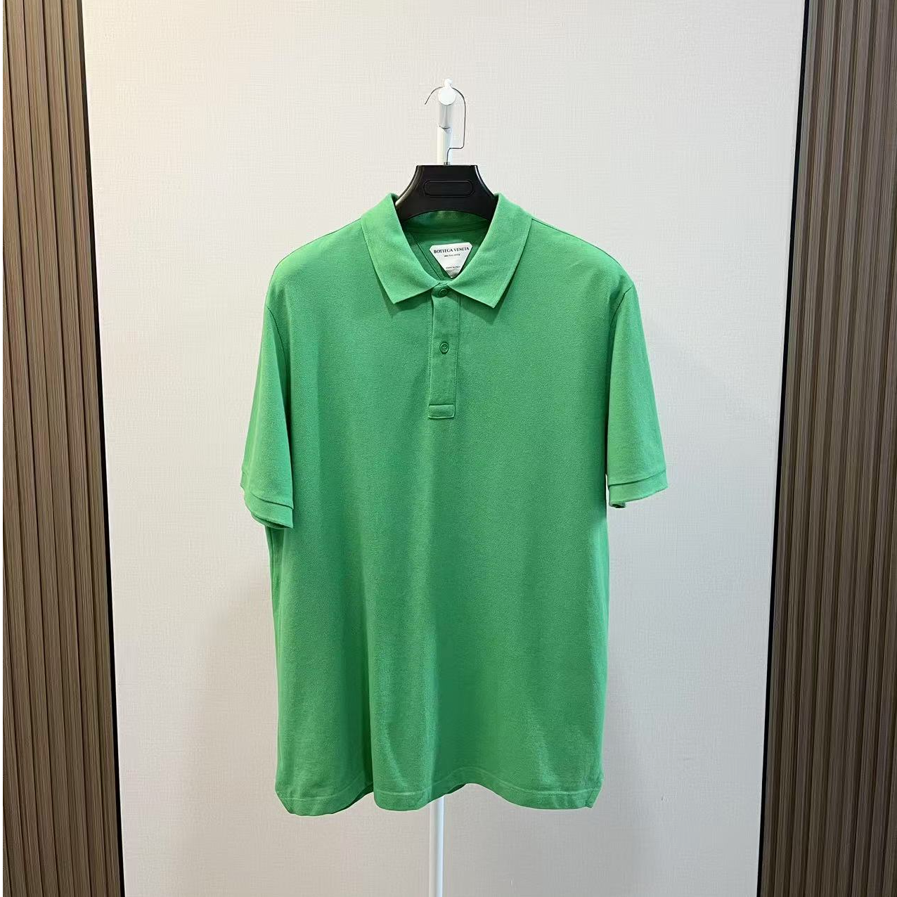 99新 BOTTEGA VENETA/葆蝶家 /经典绿色字母刺绣logo短袖polo/L码