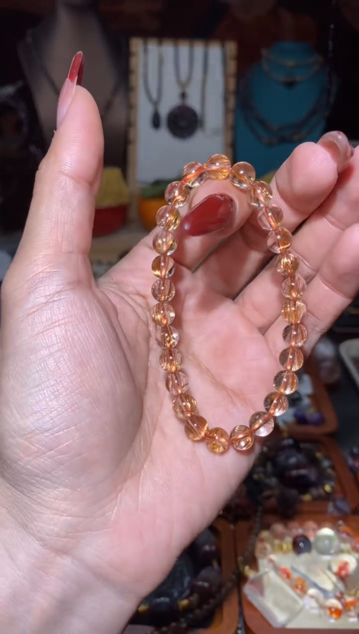 【闪购商品】水晶手串银S925镶嵌玫瑰钛晶6+mm