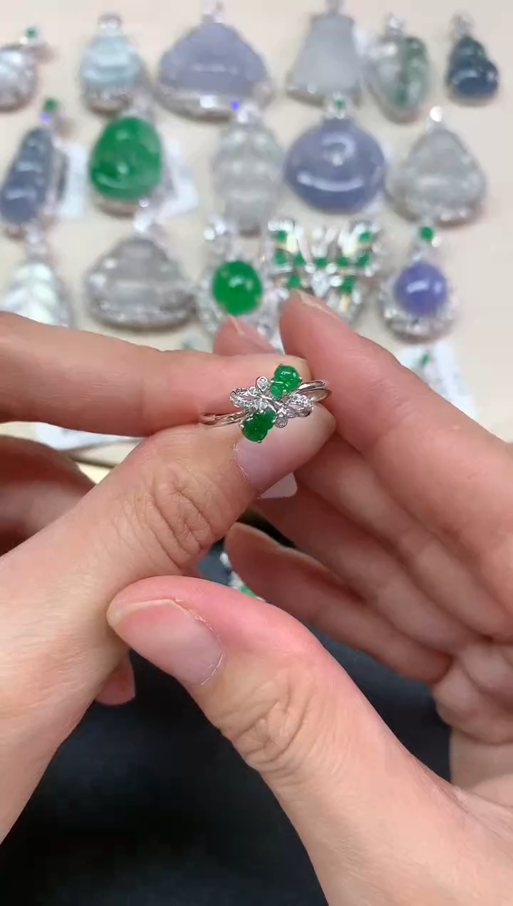 【闪购商品】翡翠戒指18K金镶嵌D22|1980