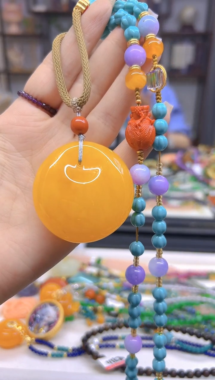 未镶嵌毛衣链蜜蜡DIY款M553