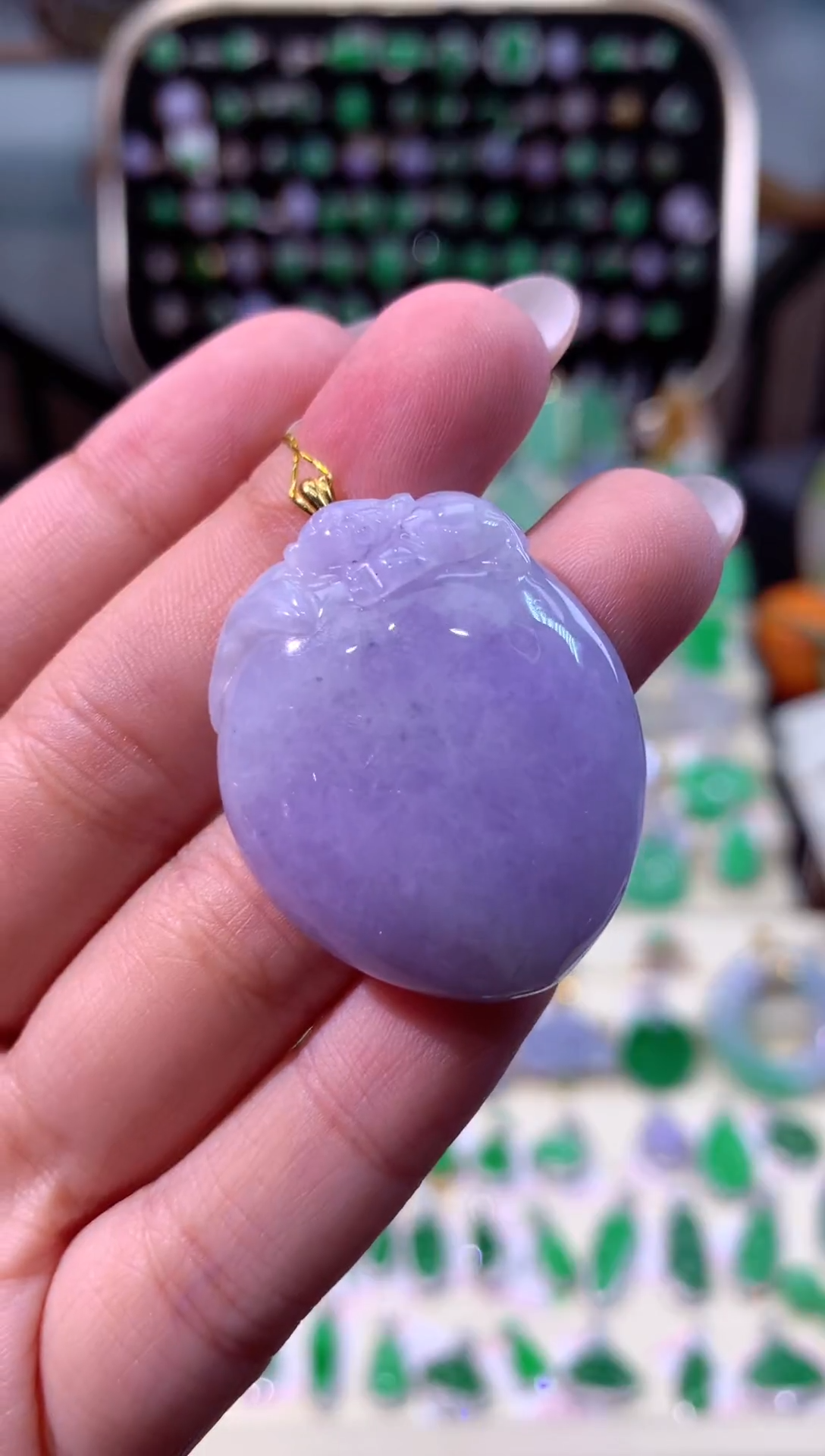 【闪购商品】翡翠颈饰18K金镶嵌缅甸天然A货翡翠