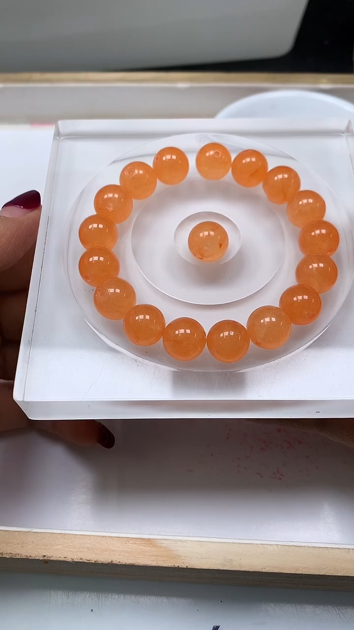 未镶嵌散珠玛瑙/玉髓E904 冰橘玛瑙12mm6颗8.8元