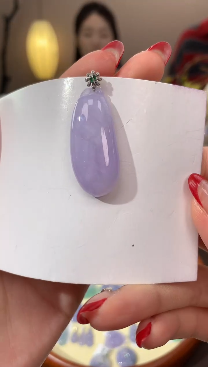 【闪购商品】翡翠颈饰18K金镶嵌天然缅甸a货翡翠