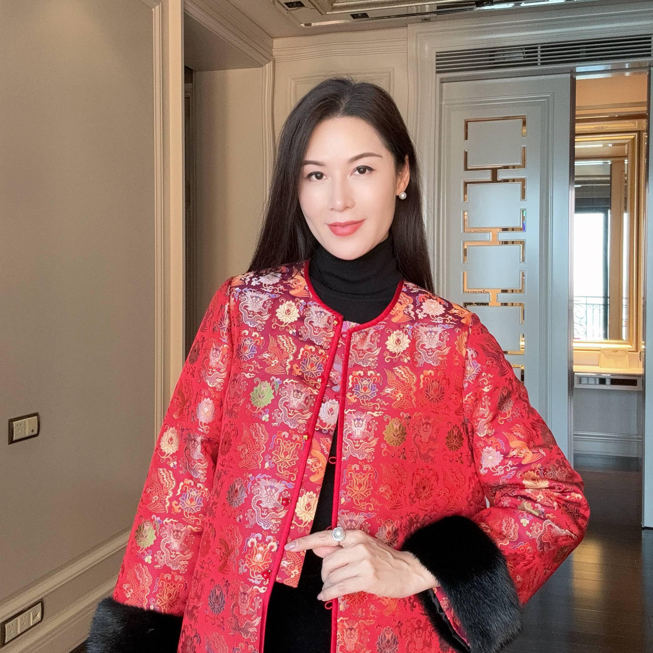 希琳【上久楷龙凤穿莲】高定水貂宋锦外套CD2167719