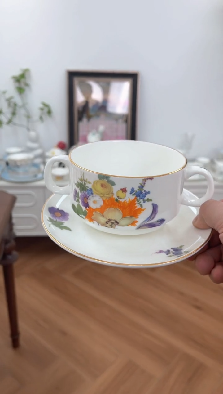 【闪购商品】碗繁花骨瓷双耳碗