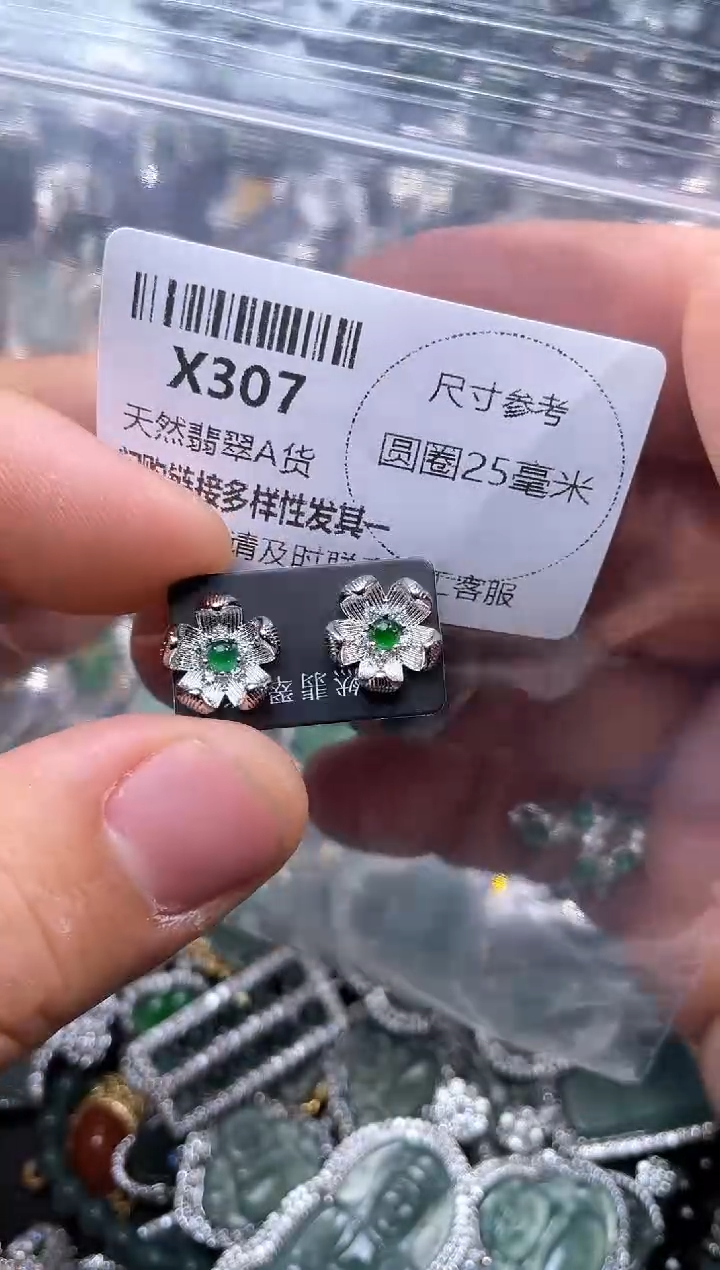 【闪购商品】翡翠颈饰未镶嵌X307耳钉