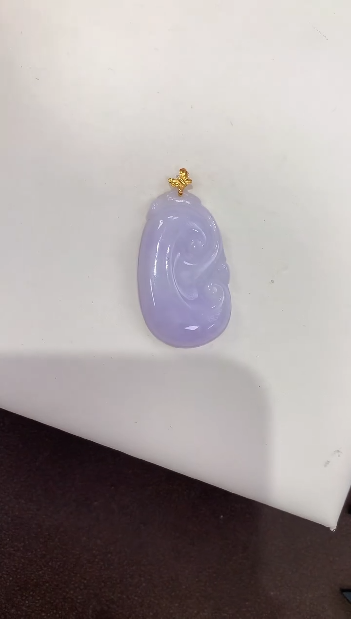 颈饰18K金镶嵌翡翠天然缅甸A货翡翠