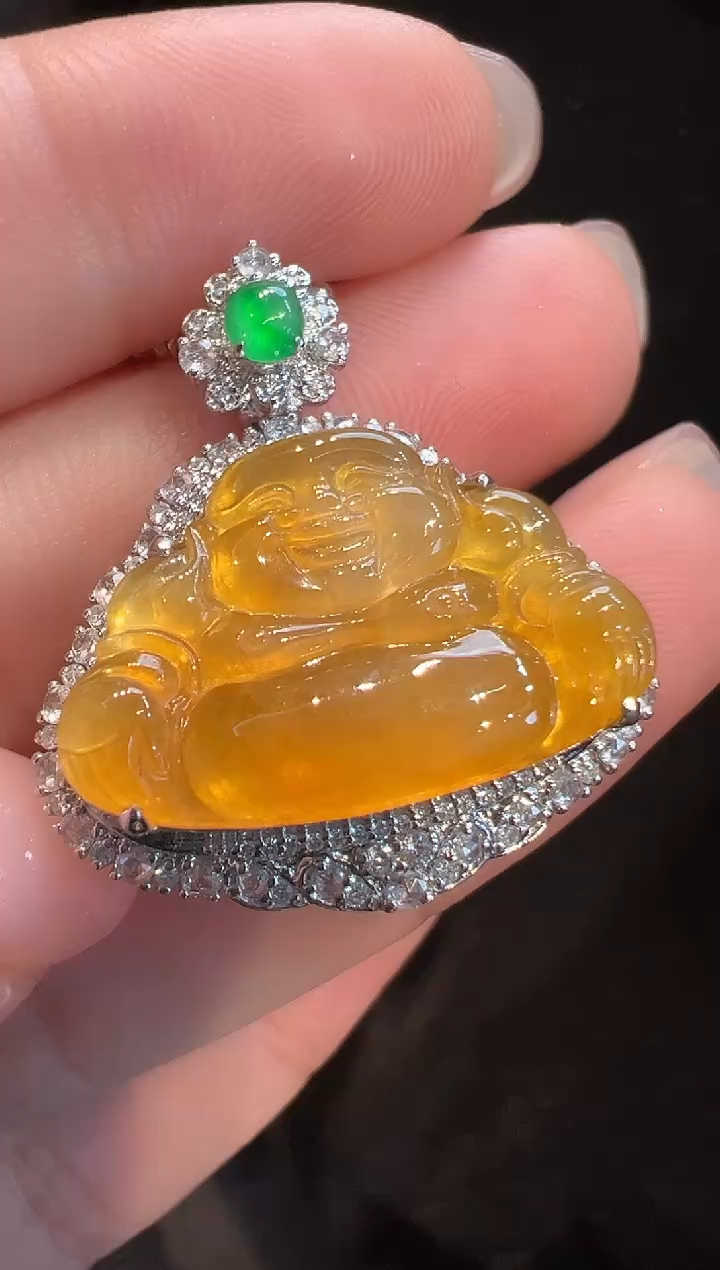 吊坠(不含链)18K金镶嵌翡翠AL6