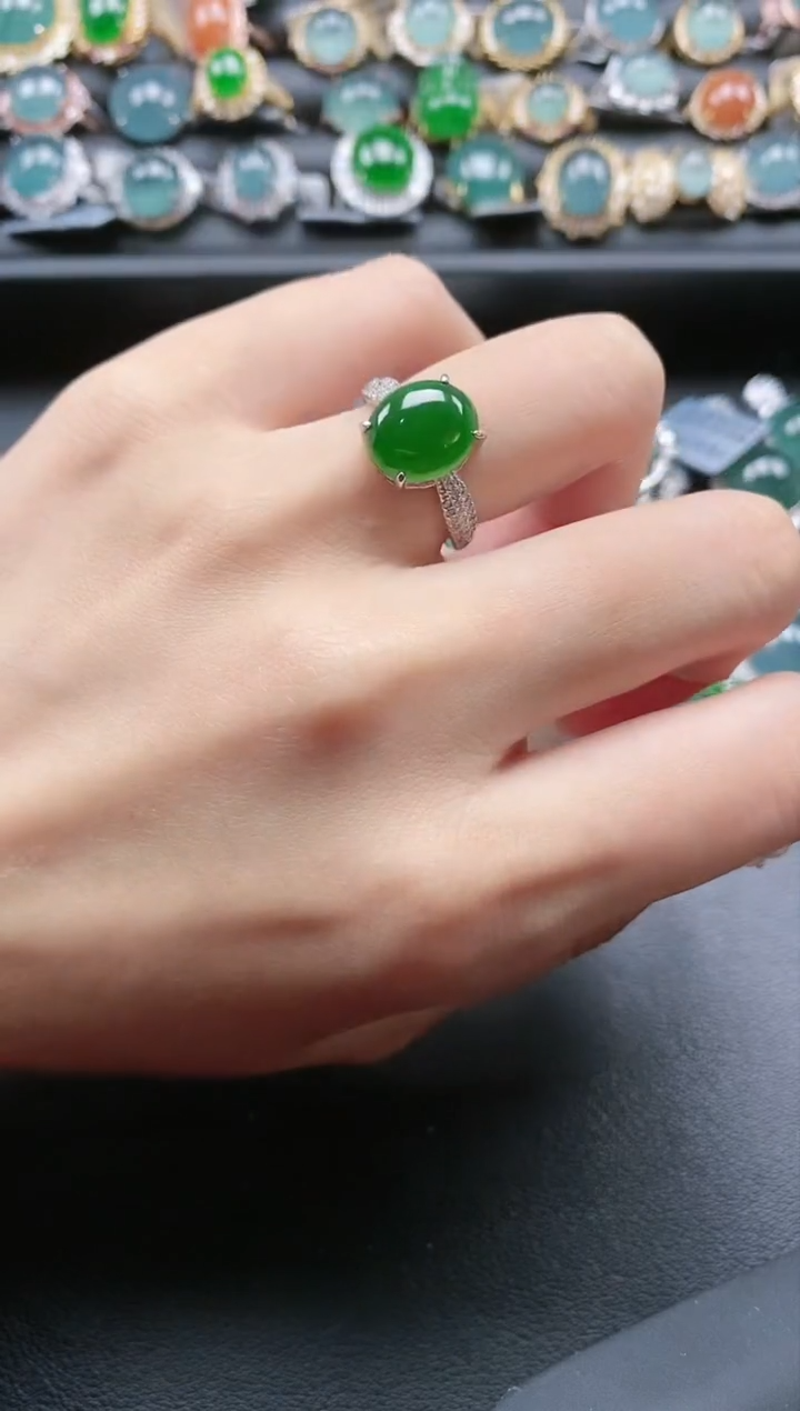 【闪购商品】翡翠戒指银S925镶嵌51511