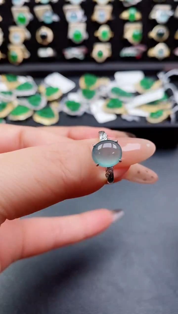银S925镶嵌戒指翡翠1