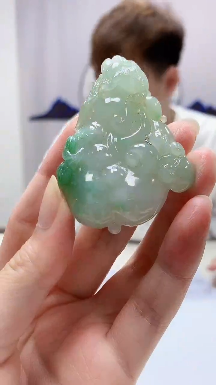 定制翡翠未镶嵌4868zm-毛货挂件64如意