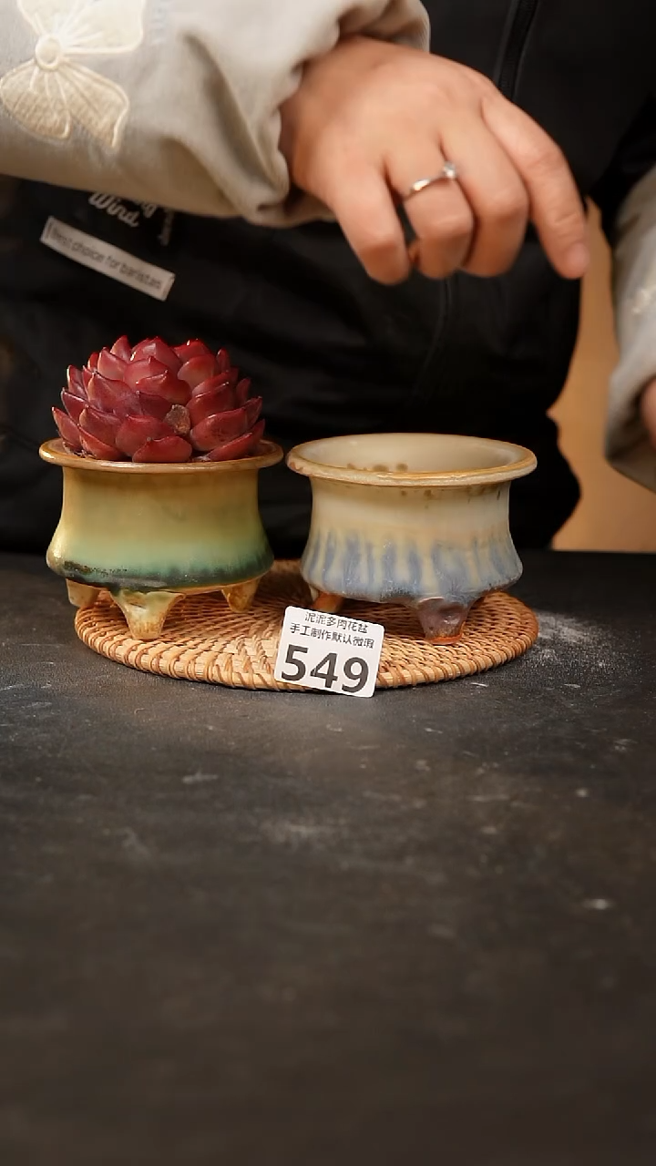 【闪购商品】瓷片549泥泥手工花盆口7-8