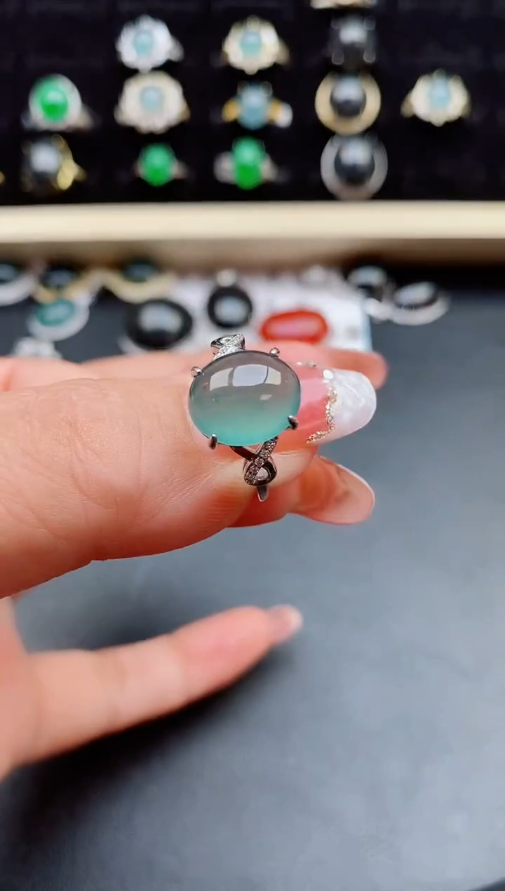 【闪购商品】翡翠戒指银S925镶嵌058050