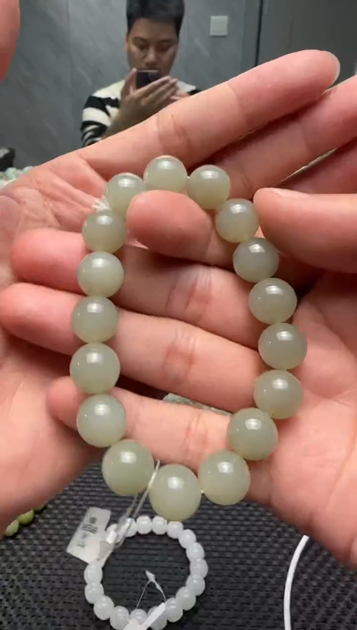 未镶嵌手串和田玉青白玉手串卡12