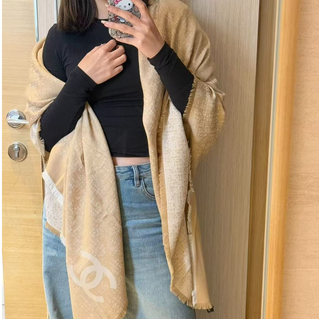 99新 Chanel/香奈儿 vic礼物双面雪花披肩 尺寸150×160