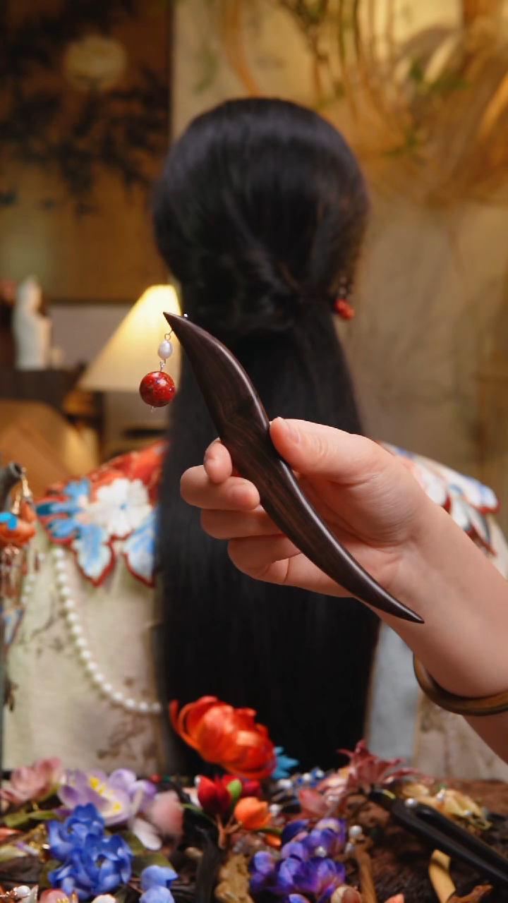 木原创设计定制木簪大漆步摇AA5