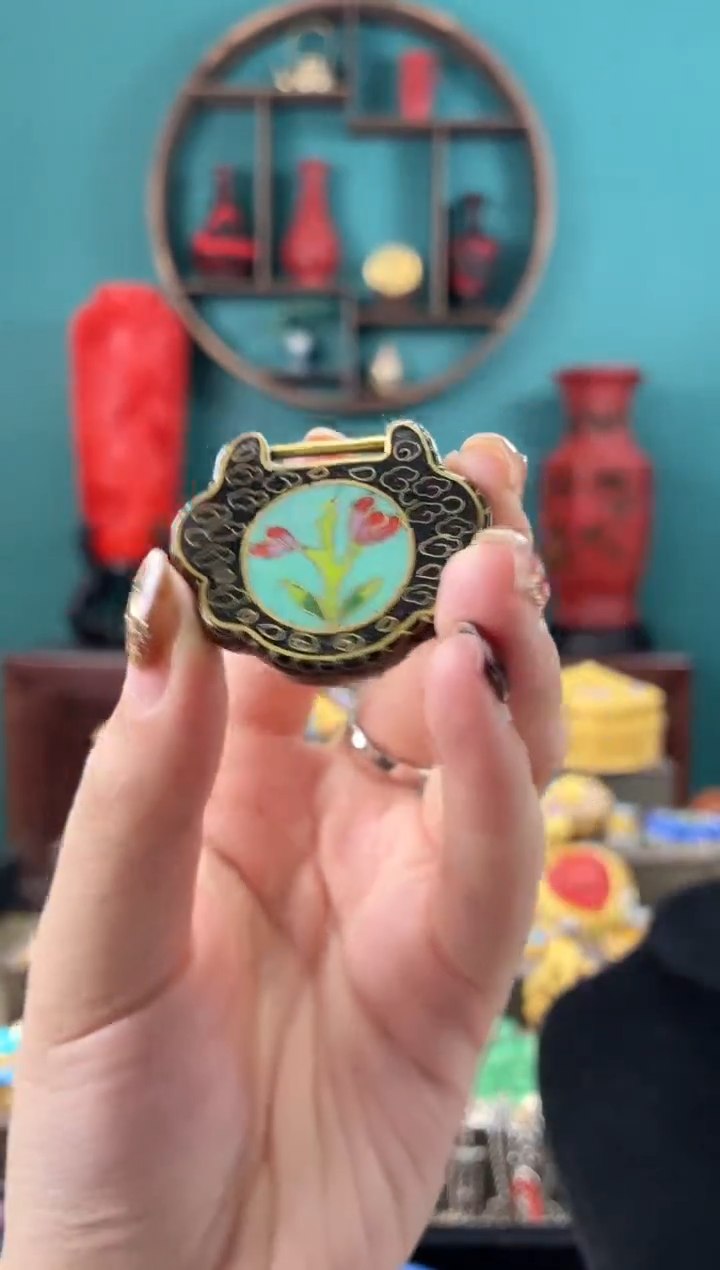非遗手工景泰蓝如意锁黑色