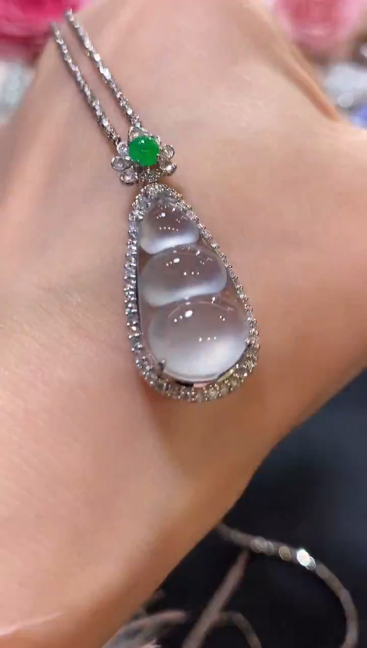 吊坠(不含链)18K金镶嵌翡翠z155 