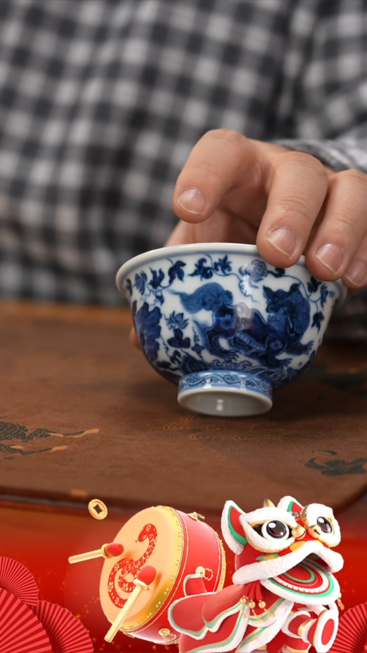 【闪购商品】杯罗汉山人双狮寿石压手杯