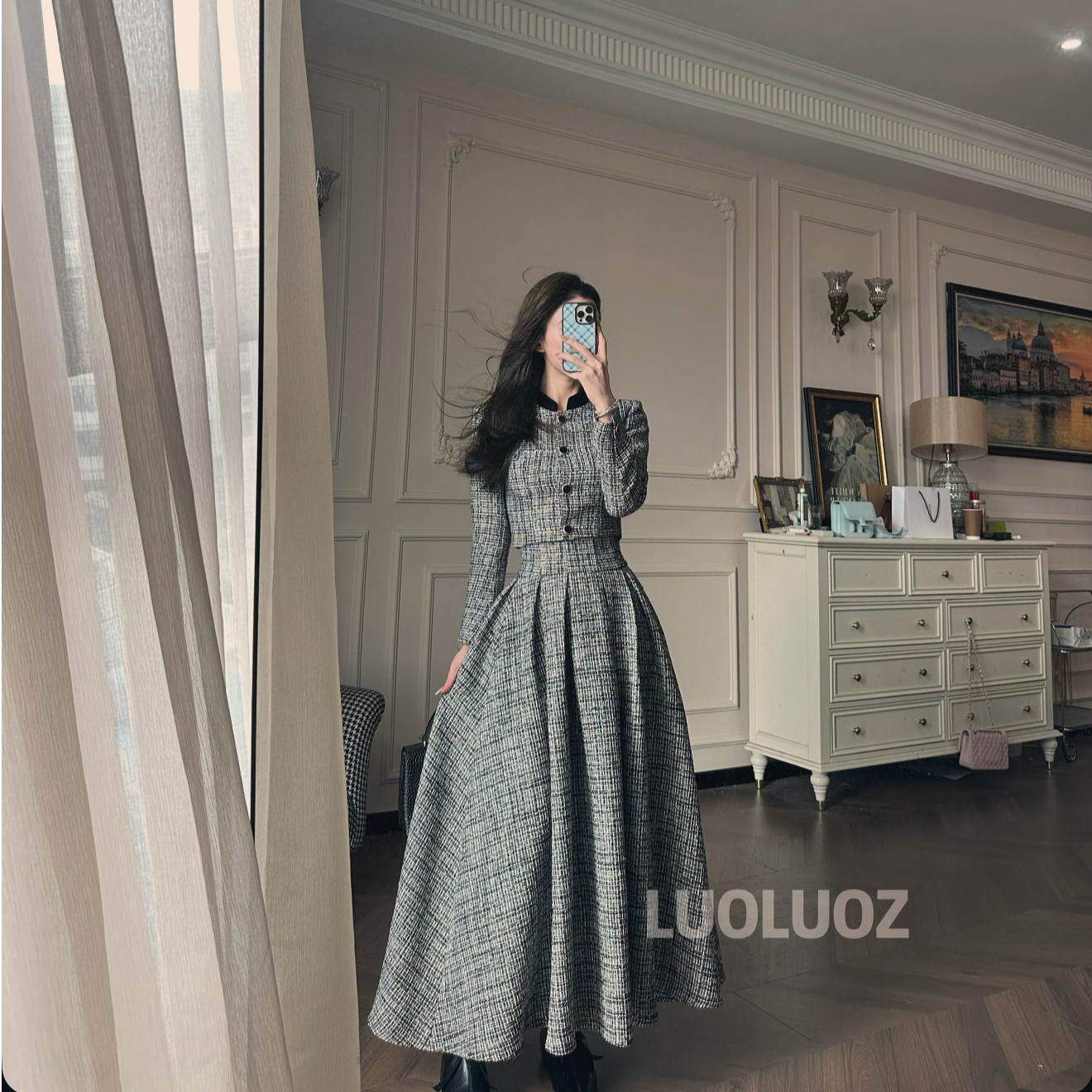 【现货】LUOLUOZ【菲林假日】气质短外套上衣＋半身长裙两件套CC268