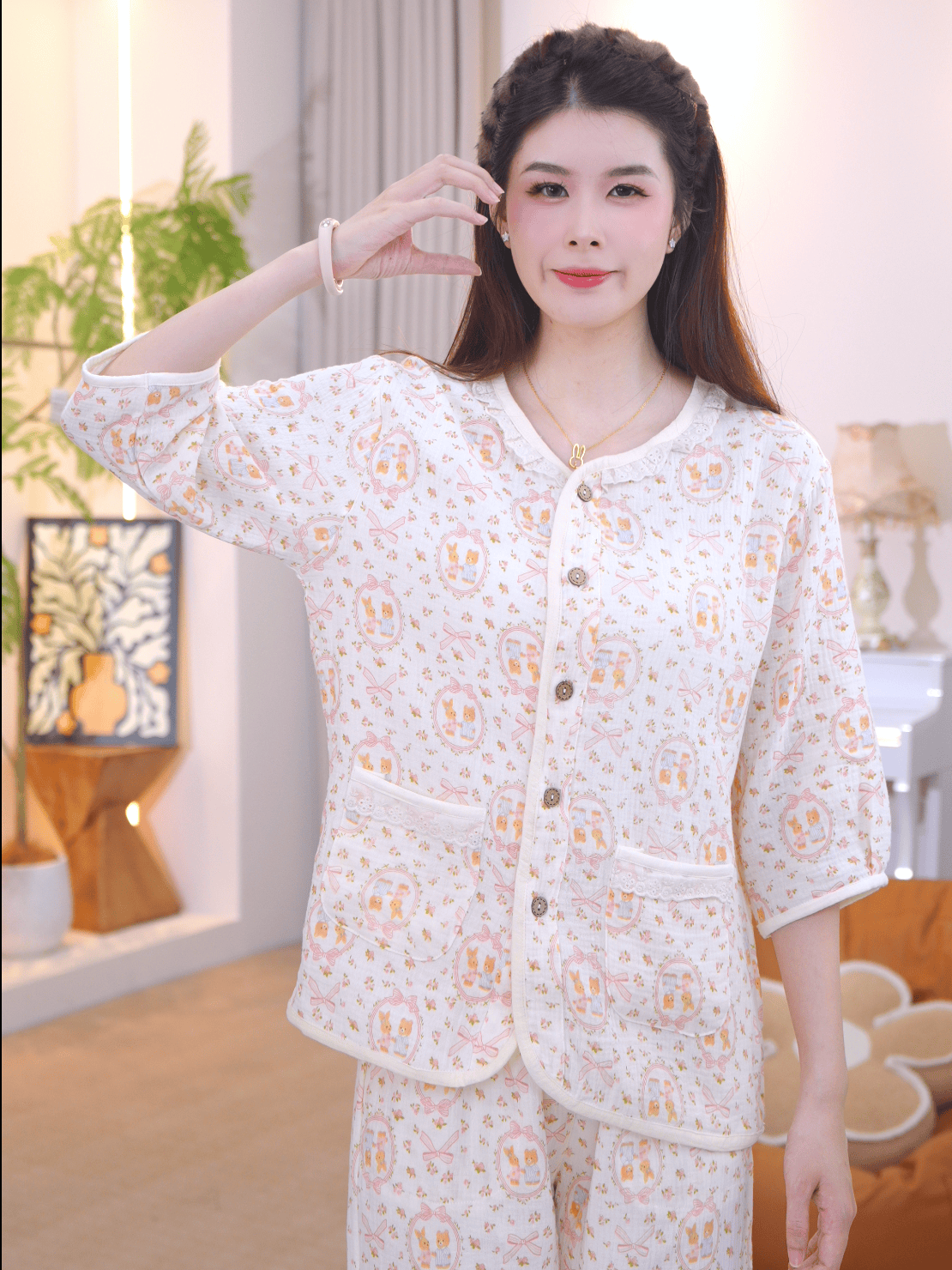 【纯棉时代】2025夏款女士舒适纯棉睡衣家居服薄款AYR