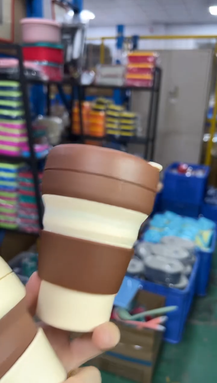 硅胶355ML 折叠杯 米色