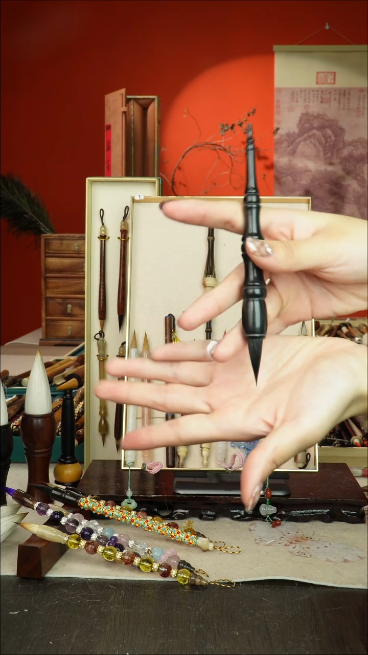 202号闪孤品高货毛笔链接 清水试笔 蘸墨不退