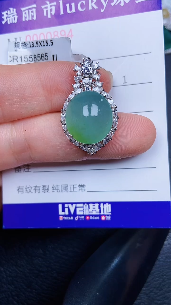 颈饰银S925镶嵌翡翠0894