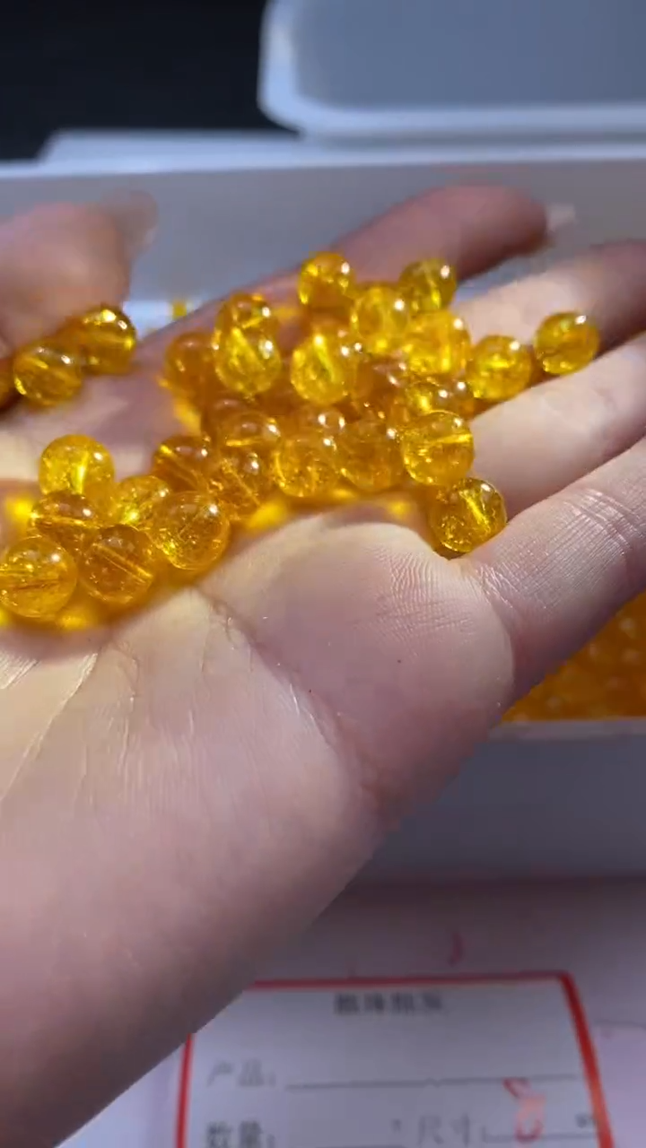 颈饰未镶嵌水晶w3331金黄碧玺8mm*15颗
