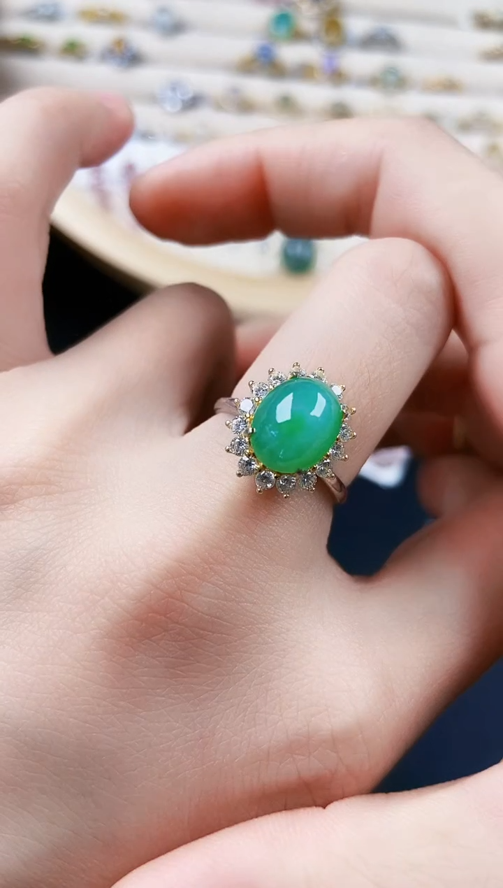 翡翠银S925镶嵌戒指456564