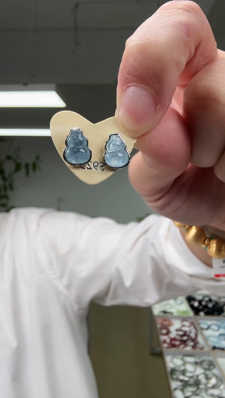 未镶嵌手链水晶海蓝宝耳钉 