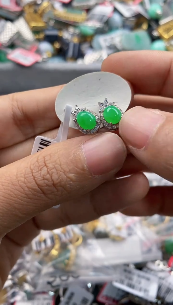 银S925镶嵌戒指翡翠444   2