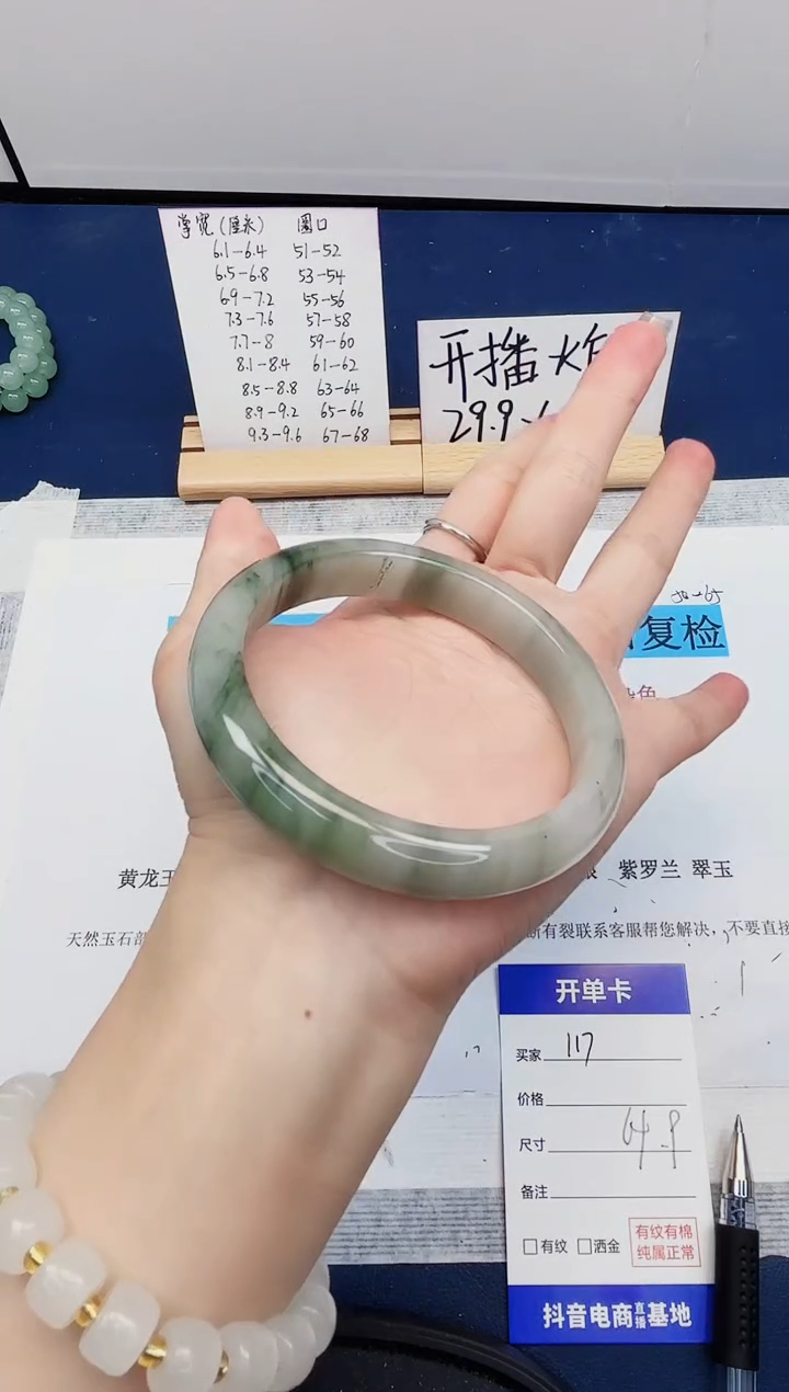 【闪购商品】石英质玉手镯未镶嵌117-天山翠-圈口64
