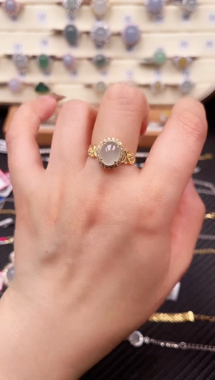 【闪购商品】翡翠戒指银S925镶嵌戒指23