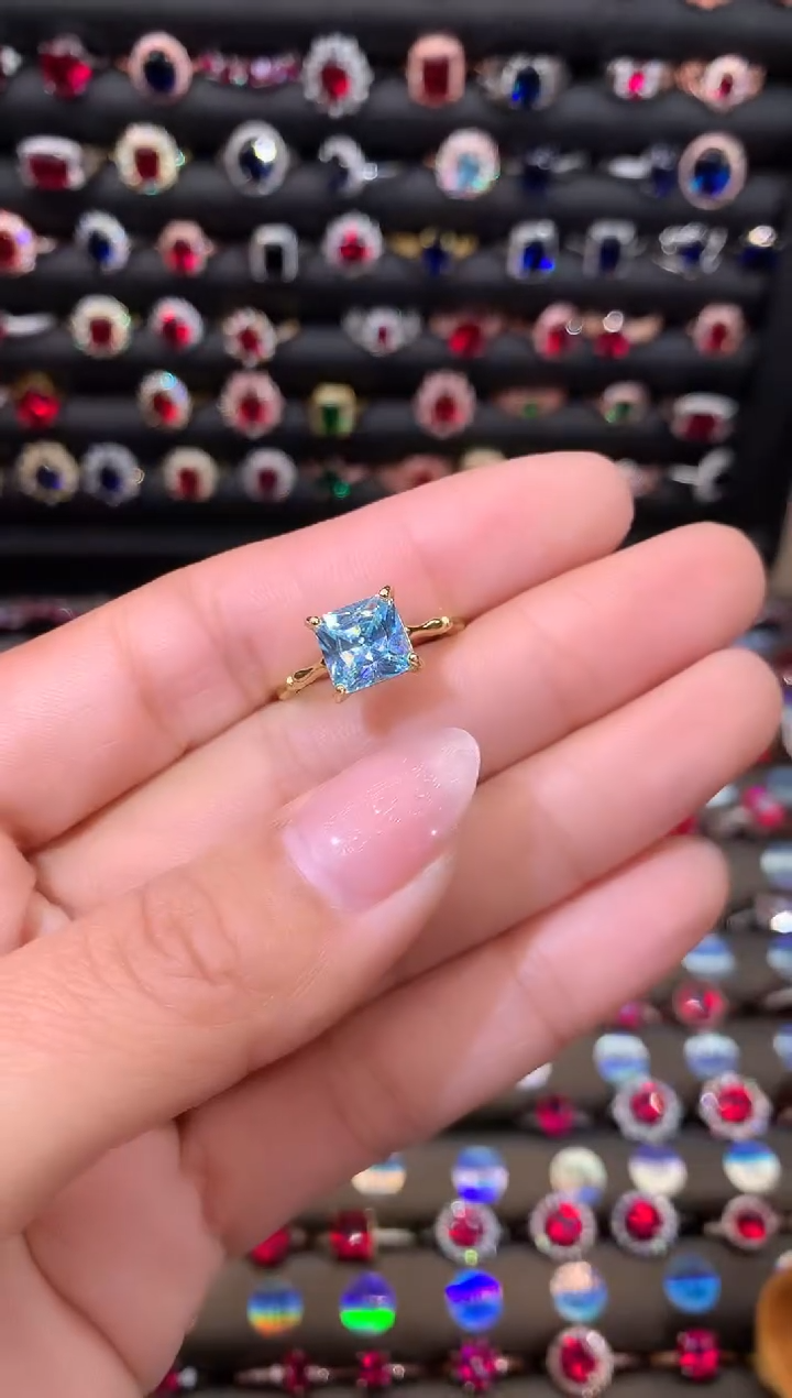 【闪购商品】海蓝宝石戒圈银S925镶嵌8