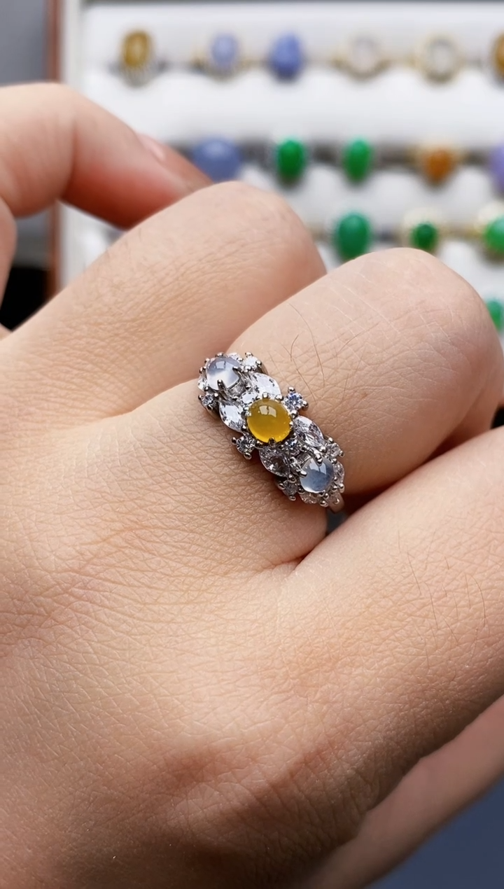 银S925镶嵌戒指翡翠0262