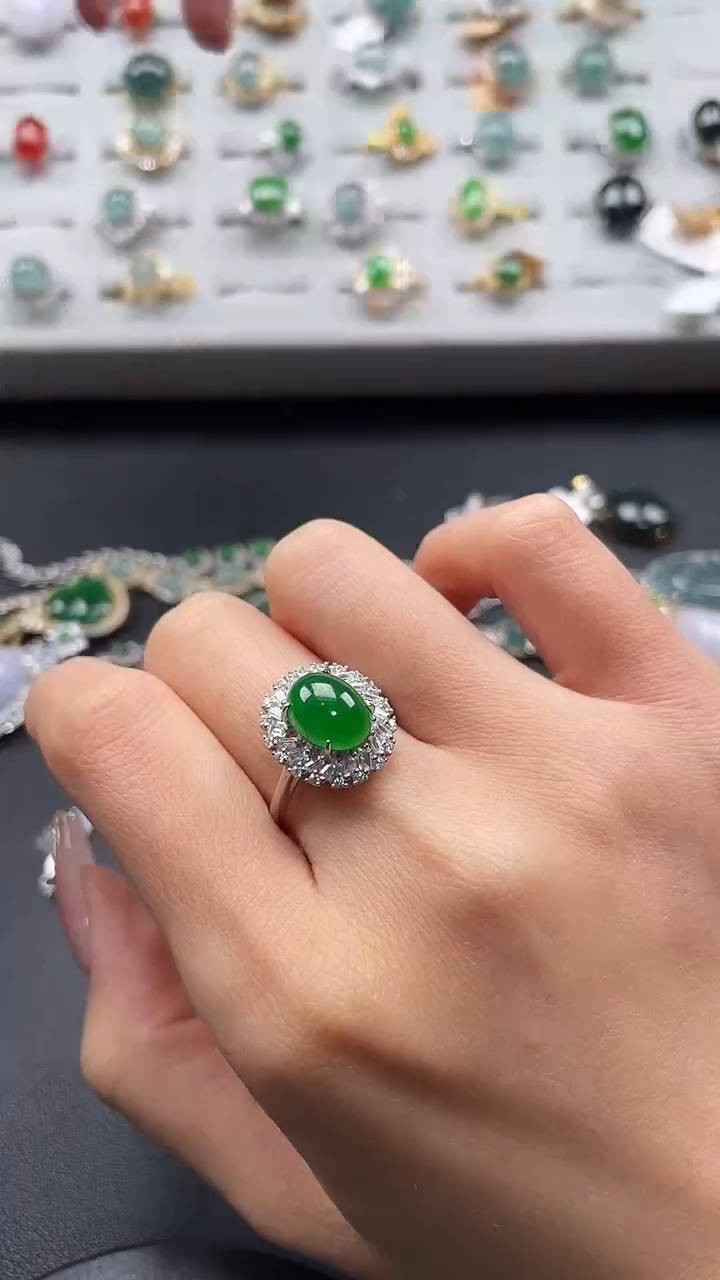 【闪购商品】翡翠戒指银S925镶嵌68758756