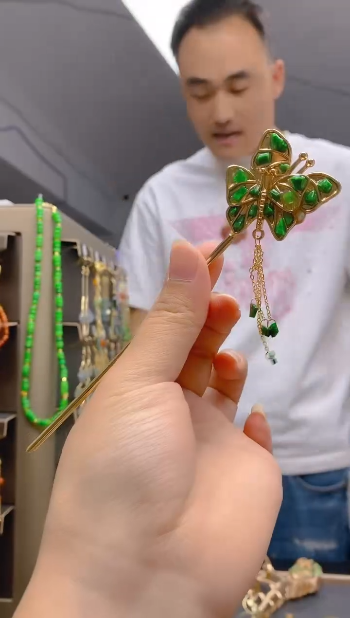 翡翠合金耳饰0289翡翠发簪