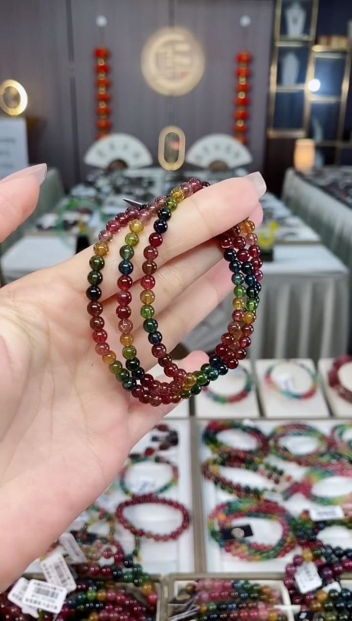 收藏级老矿碧玺三圈手串4mm+未镶嵌碧玺hon多样性发货一条