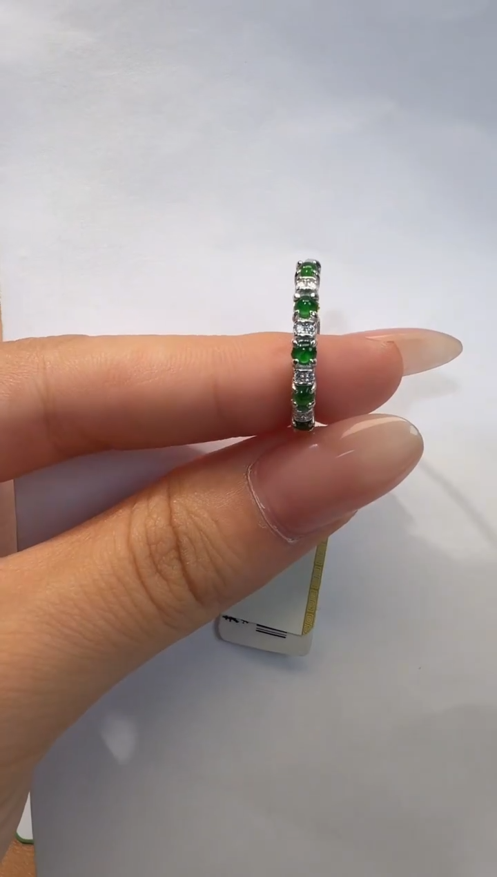银S925镶嵌戒指翡翠925银镶翡翠戒指镶嵌67