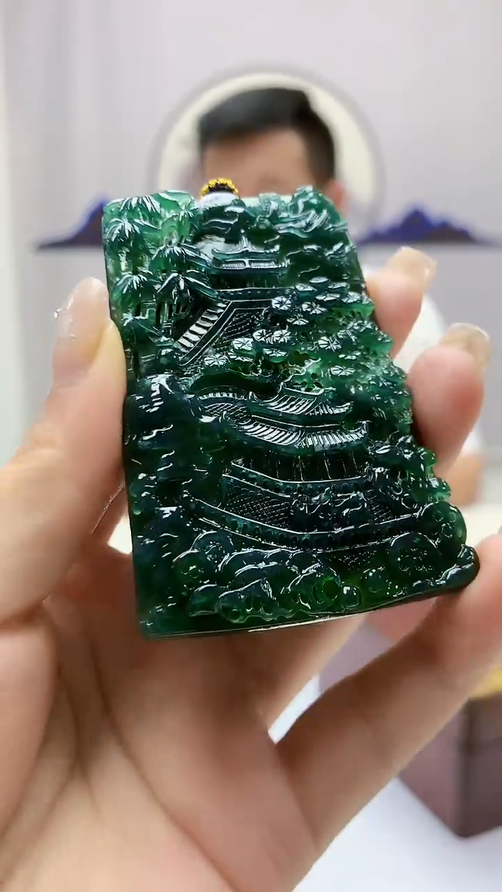 定制翡翠未镶嵌4812ms-毛货挂件赠珠链117