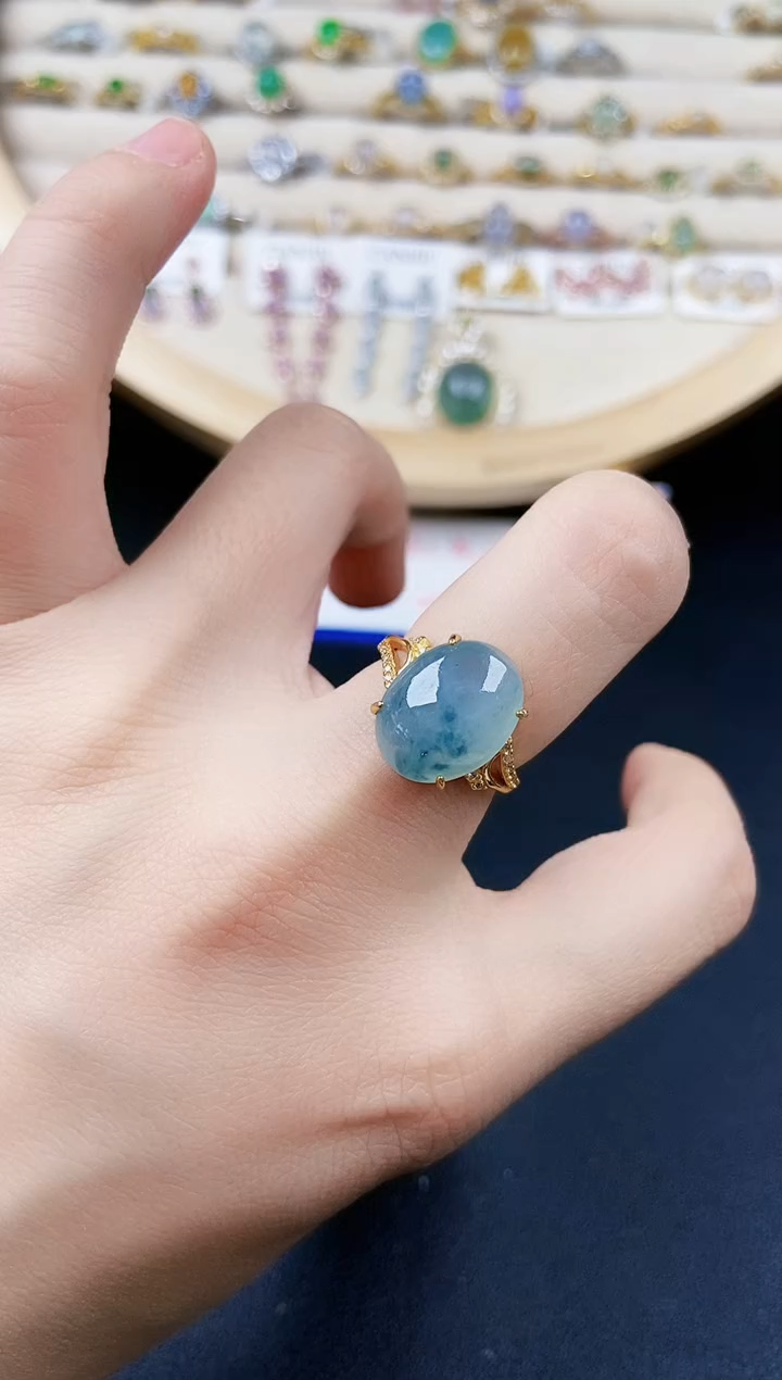 翡翠银S925镶嵌戒指46546