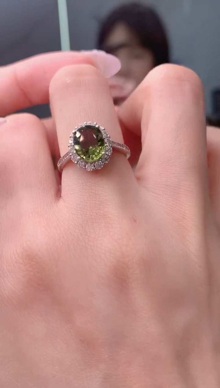 【闪购商品】碧玺戒指银S925镶嵌5-6  