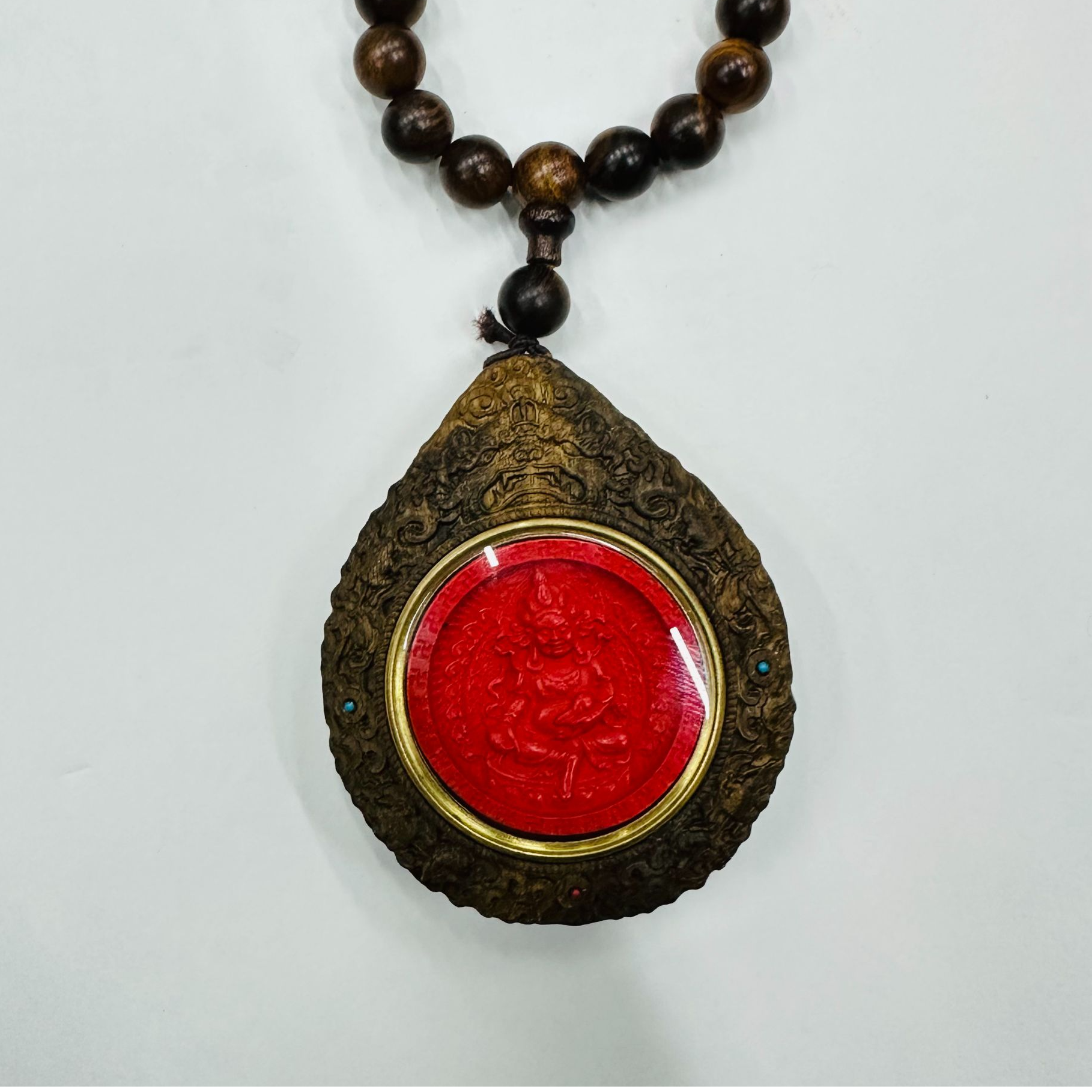 含辰砂工艺品朱砂精雕黄财神达拉干