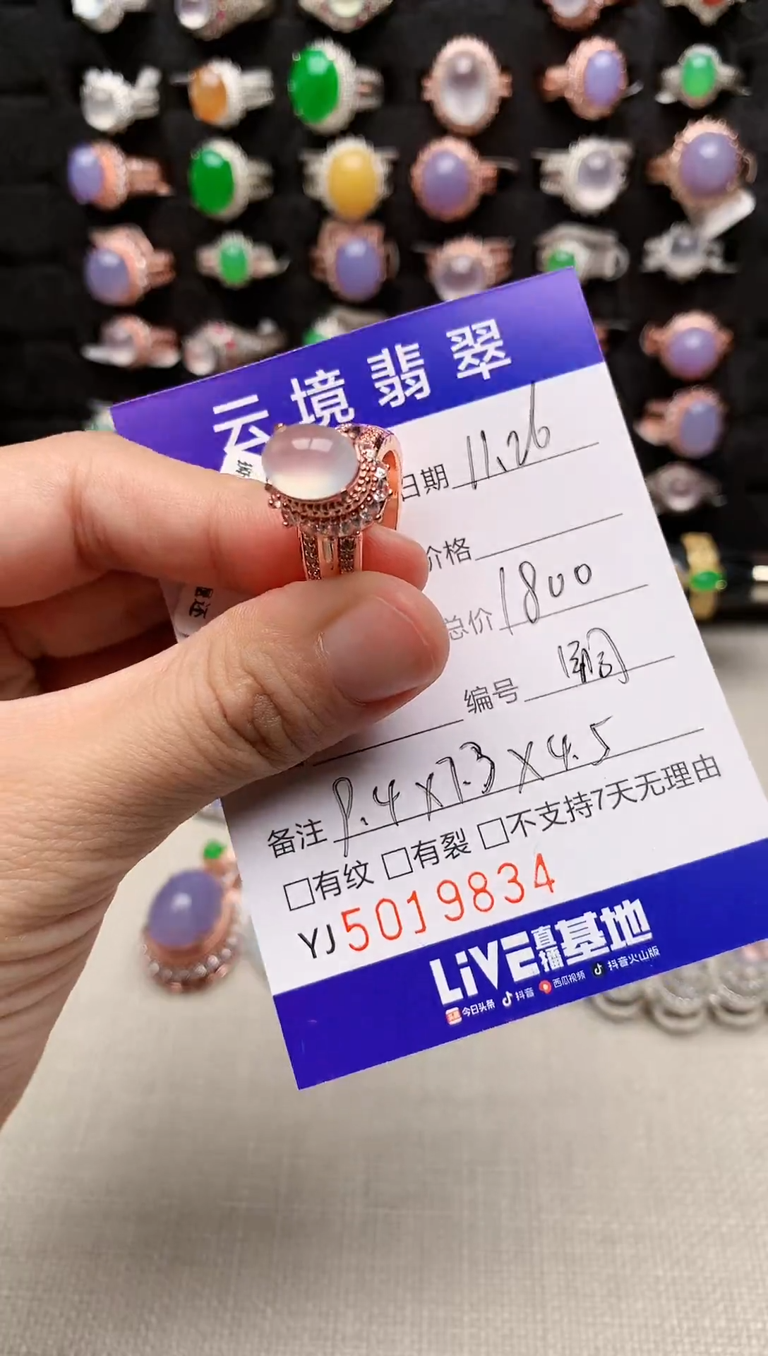 未镶嵌戒指翡翠9834
