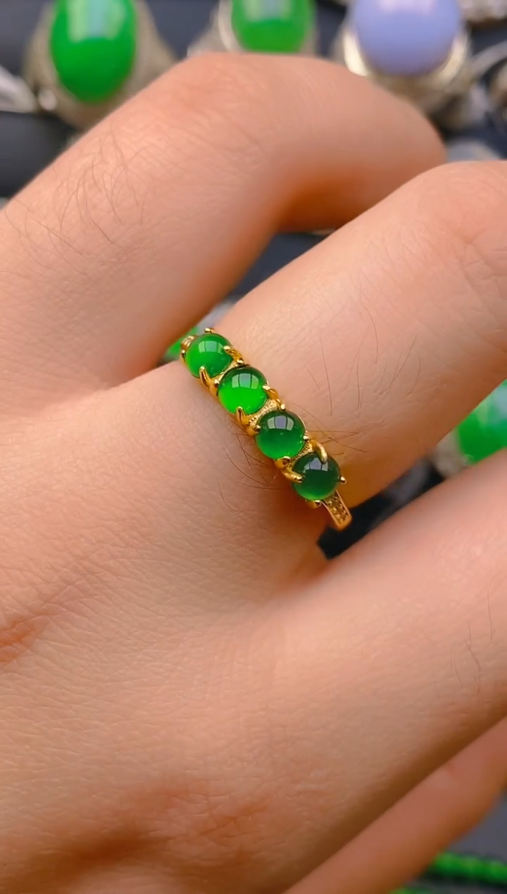 【闪购商品】翡翠戒指银S925镶嵌天然A货翡翠1