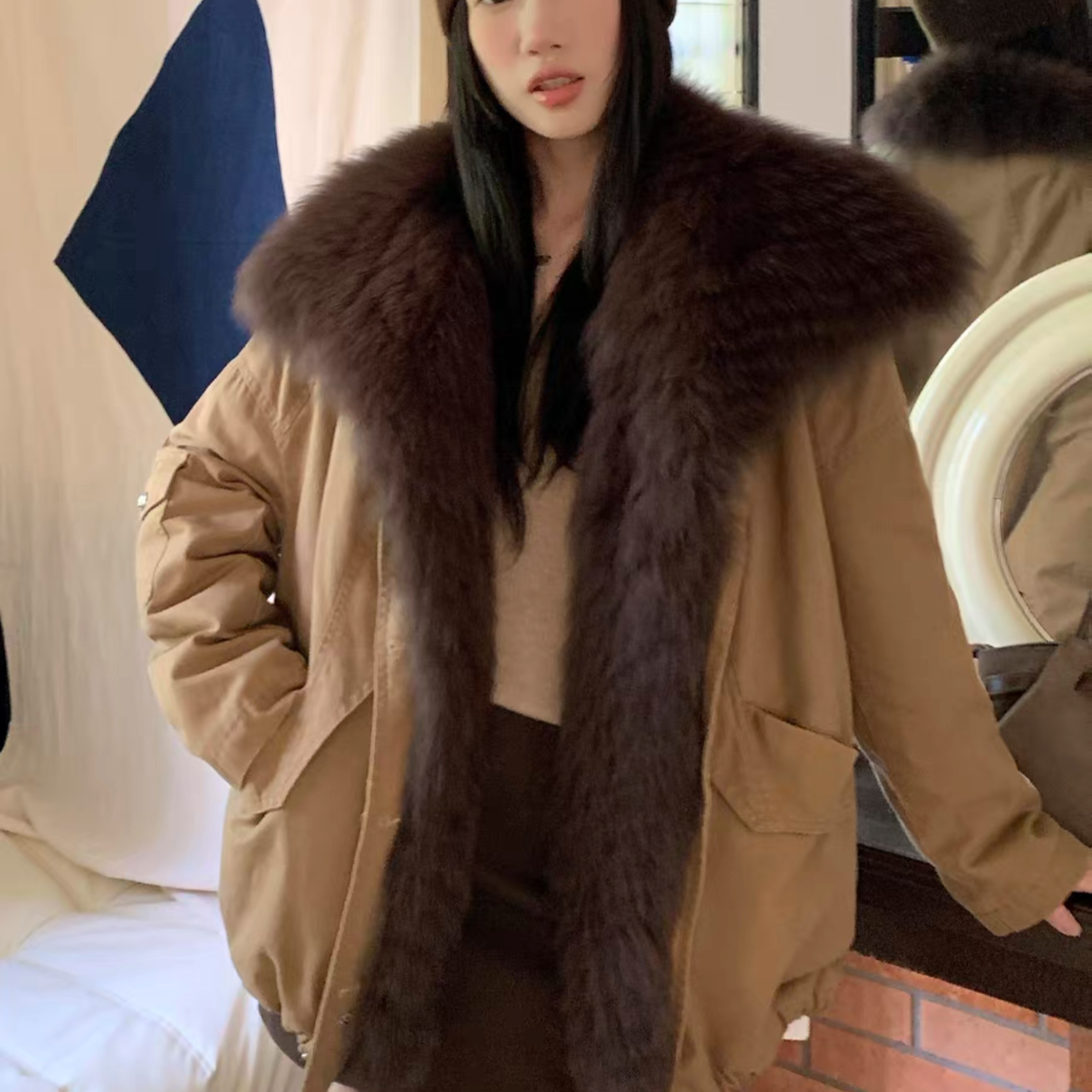 孤品新款皮草羽绒派克服 拍下请把衣服截图 码数颜色发给客服