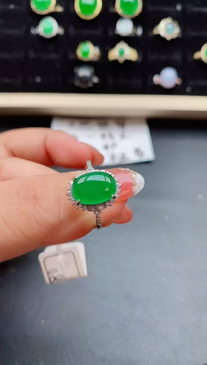 【闪购商品】翡翠戒指银S925镶嵌65866