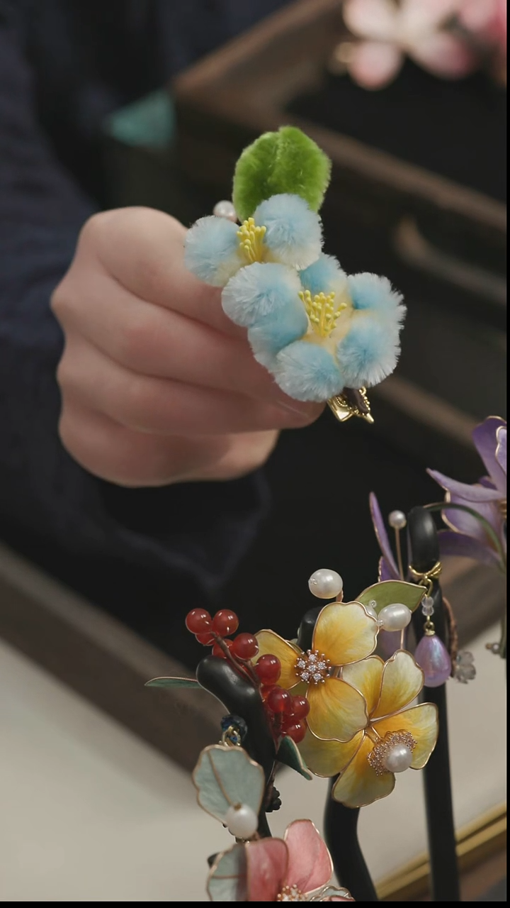 刺绣【福利】湘传礼 桑蚕丝 非遗绒花发夹