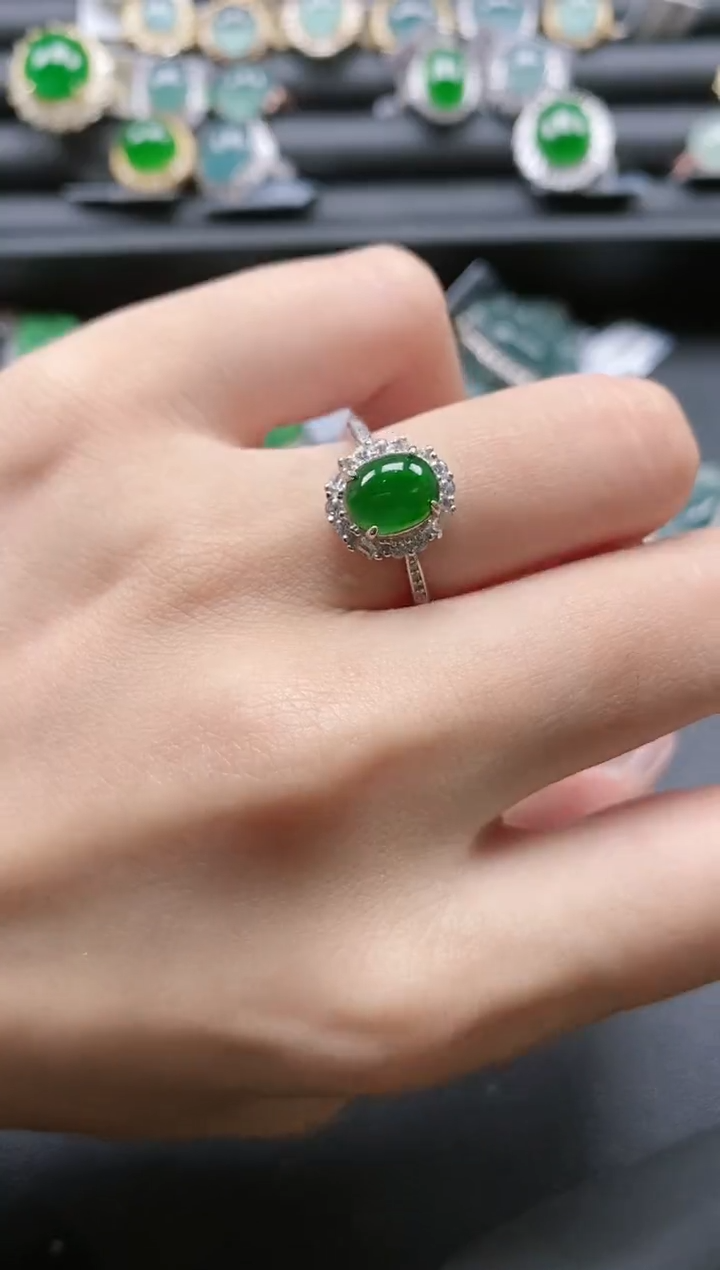 【闪购商品】翡翠戒指银S925镶嵌51511